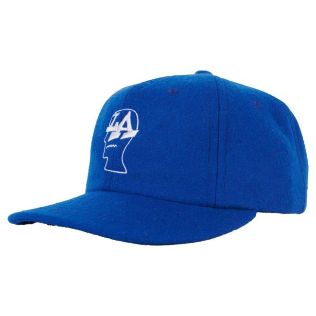 Official Brain Dead Merch Store We Are Brain Dead Wool Flannel LA Logo Head 6 Panel Cap - Blue