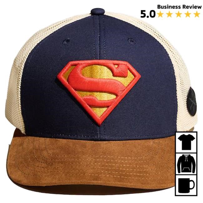 Official Heroes And Villains DC Comics Superman S-Shield Logo Canvas Trucker Hat