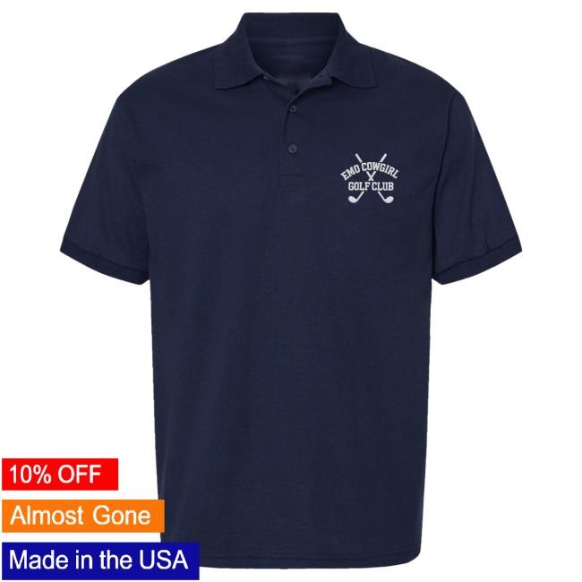 Official Megan Moroney Merch Store Men’S Emo Cowgirl Golf Club Polo Navy T Shirt