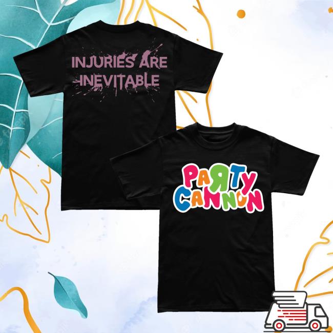 Official Indie Merch Store Shop Party Cannon Injuries Are Inevitable - Black Shirt IndieMerchStore