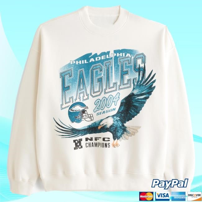 Official Abercrombie And Fitch Philadelphia Eagles Graphic Crewneck Sweatshirt NFL by Abercrombie