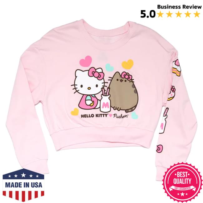 Official Sanrio Apparel Clothing Merch Store Shop Hello Kitty X Pusheen French Terry Top Shirt