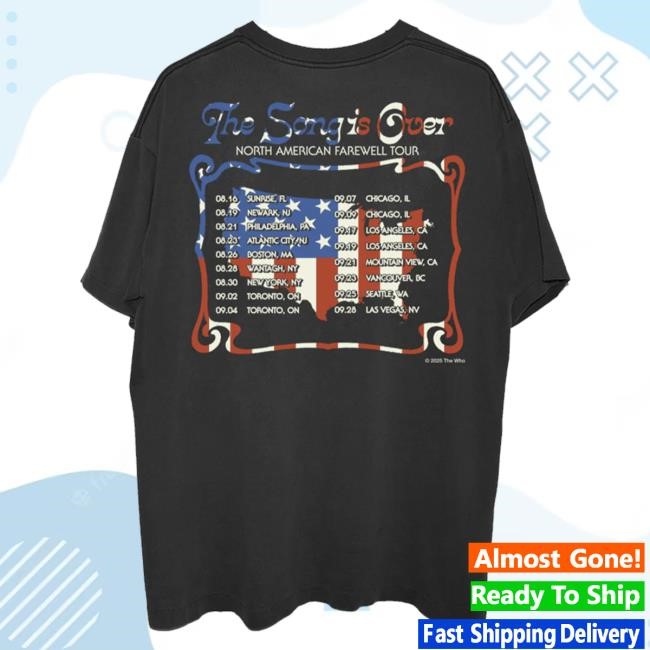 Official The Who Merch Store The Song is Over North America Photo Dateback Top Shirt The Who Rock Band