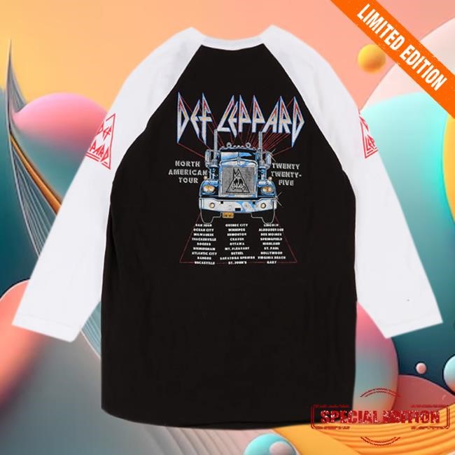 Official Def Leppard Merch North America 2025 Tour Raglan Long Sleeve Shirts