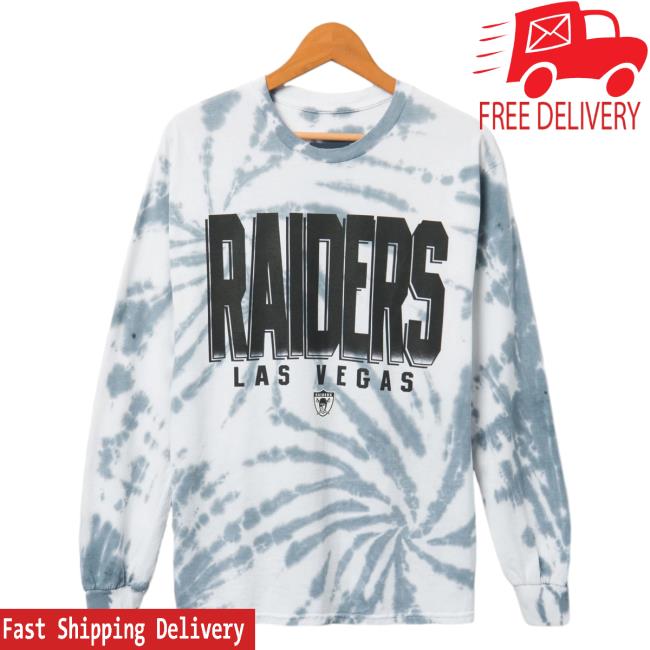 Official Junk Food Apparel Clothing Store Shop Junkfoodclothing Las Vegas Raiders Game Time Tie Dye Long Sleeve T-Shirt True Black Tie-Dye