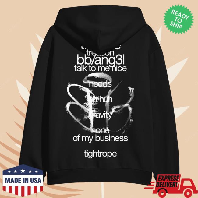 Official Tinashe Merch Store Tinashe Bb/Ang3l Black Hooded Sweatshirt Official Tinashe Merch Store Tinashe Bb/Ang3l Black Crewneck