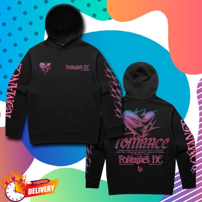 Fontaines D.C. Romance Tracklist Black Hoodie Fontaines Band Apparel Merch