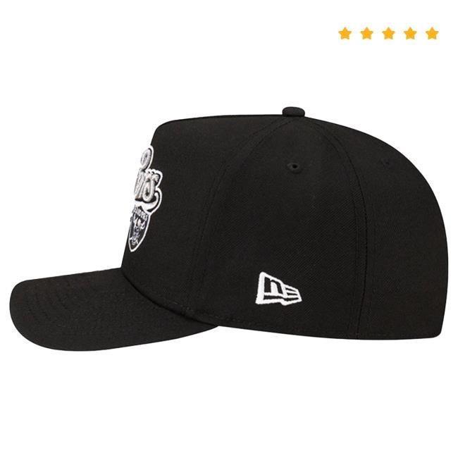 Official Born X Raised + Raiders Pro Script A-Frame Snapback Hat: Black NFL 2025 Kickoff
