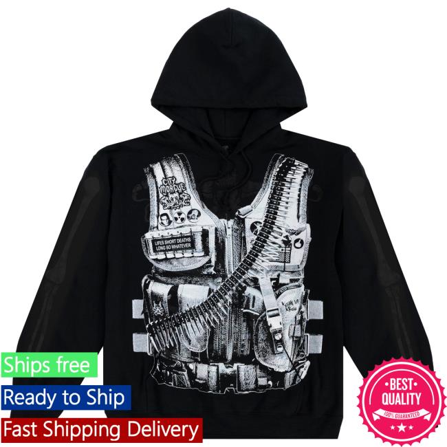 Official City Morgue Merch Store Glow In The Dark Vest Tour Pullover Hoodie Black
