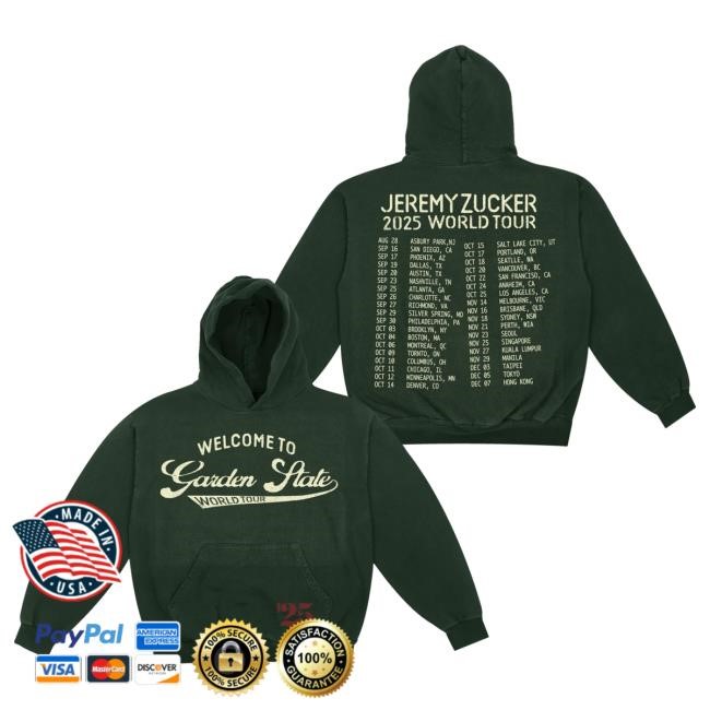 Garden State Tour Green Attractive Hoodie | Jeremy Zucker Official Merch Store