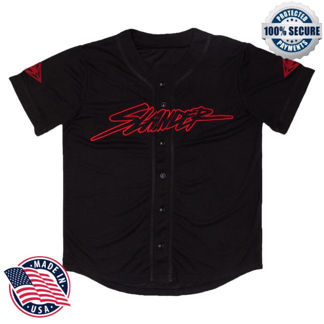 Slander Merch Store Slander Superhuman And Eye Black/Red Festival Jersey Popover Shirt