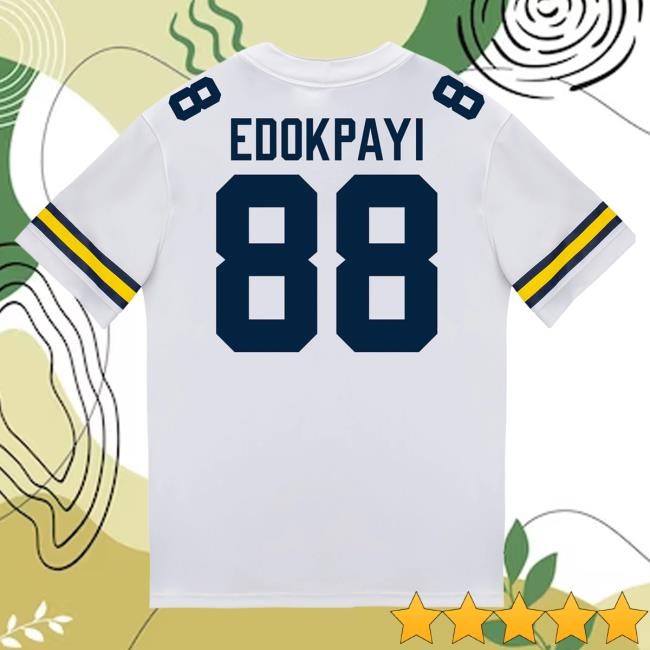 The M Den Michigan Wolverines #88 Lugard Edokpayi Student Athlete White Football Jersey Tshirt