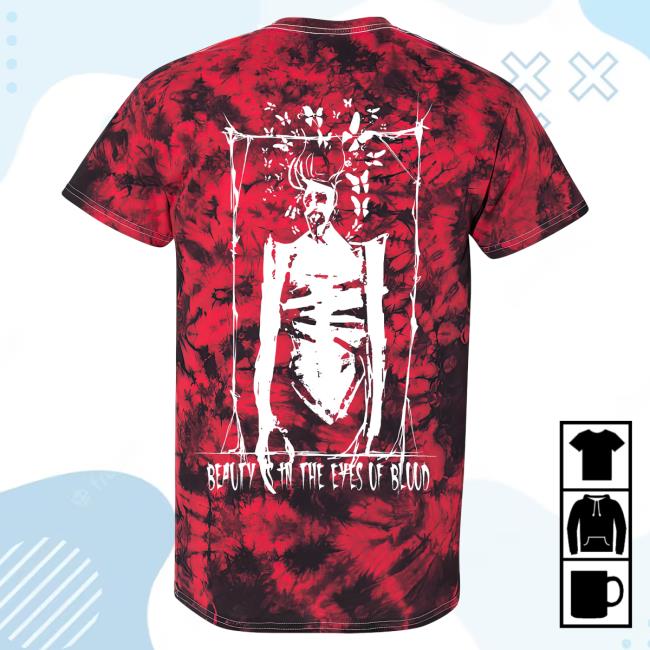 Official Any Means Necessary Clothing Tie Dye Blooderfly Redfall Beauty Is In The Eyes Of Blood Tee Shirt Red Crystal Tie-Dye