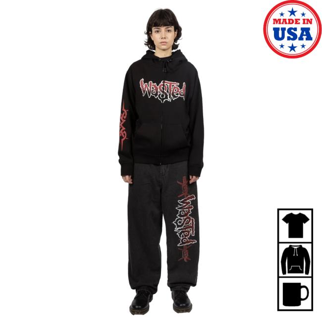 Official Wasted Clothing Wasted Paris Blind Zip Attractive Hoodie