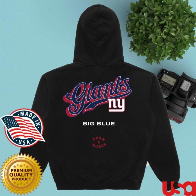 Unisex New York Giants Born x Raised Black Pro Script T Shirt NFL Shop Store