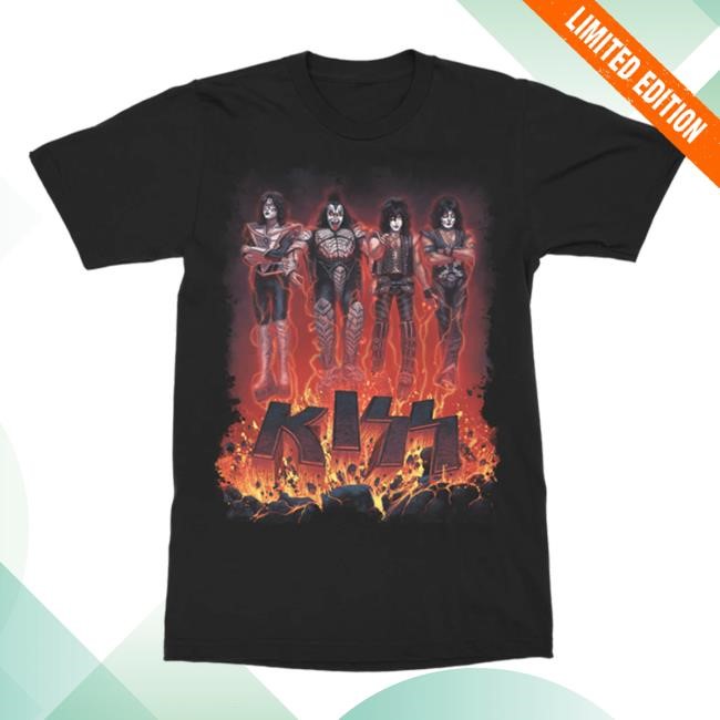 Kiss Band Conjuring Flames Short Sleeve Tee Kiss Band Merch Shop
