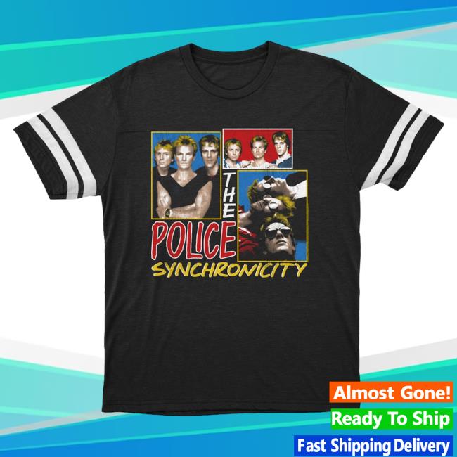 Official Merch Bar The Police Band Synchronicity Collage Distressed Tshirt Vintage Smoke Blended White MerchBar ThePolice