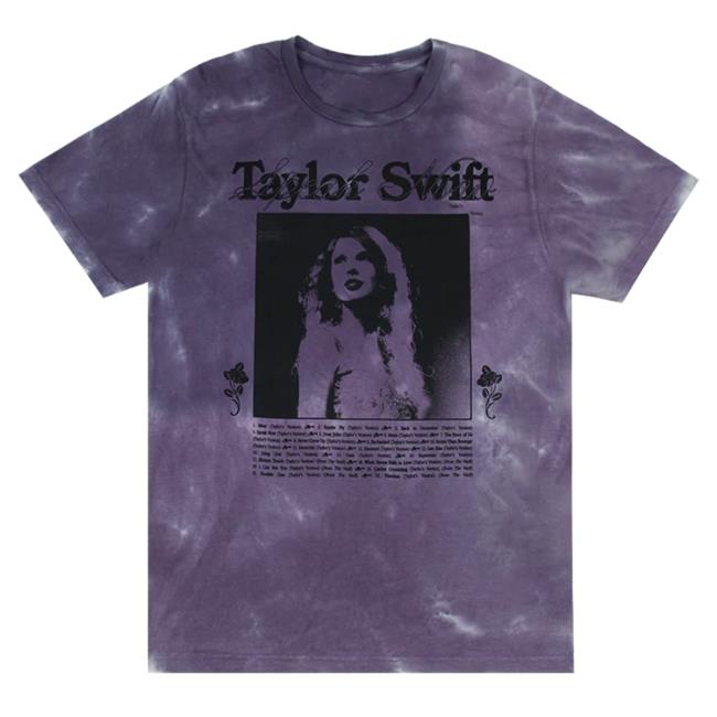 Official Taylor Seift Swift Clothing Store Shop Speak Now (Taylor's Version) Tracklist Purple Tie Dye Shirt 2023 Taylorswift