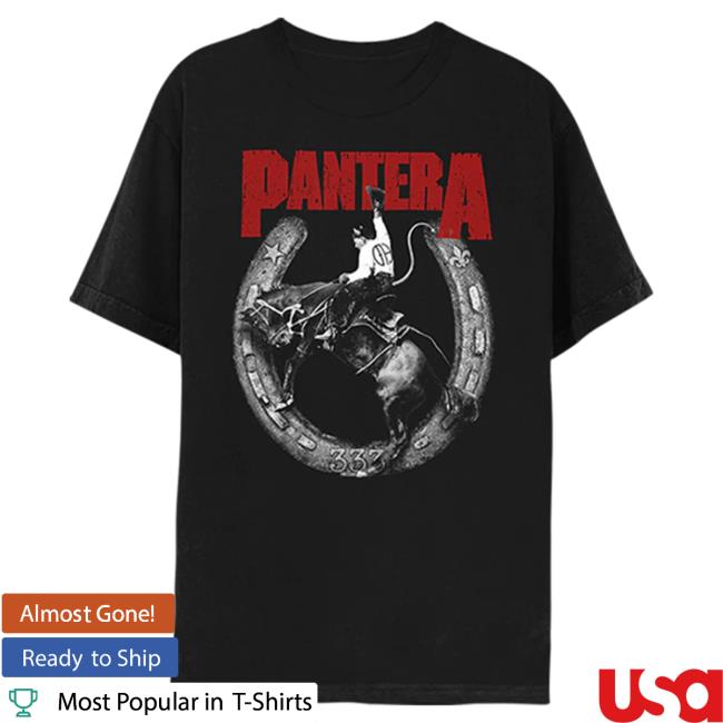 Official Pantera Merch Store Shop Pantera Horseshoe World Tour 2023 Black Shirt New