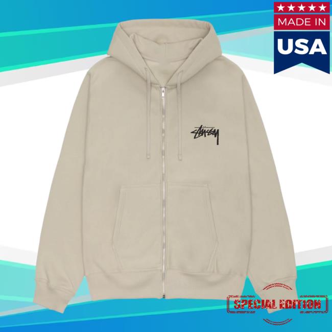 Stussy Clothing Store Shop Merch Classic Dot Zip Up Pullover Sweatshirt Khaki Apparel