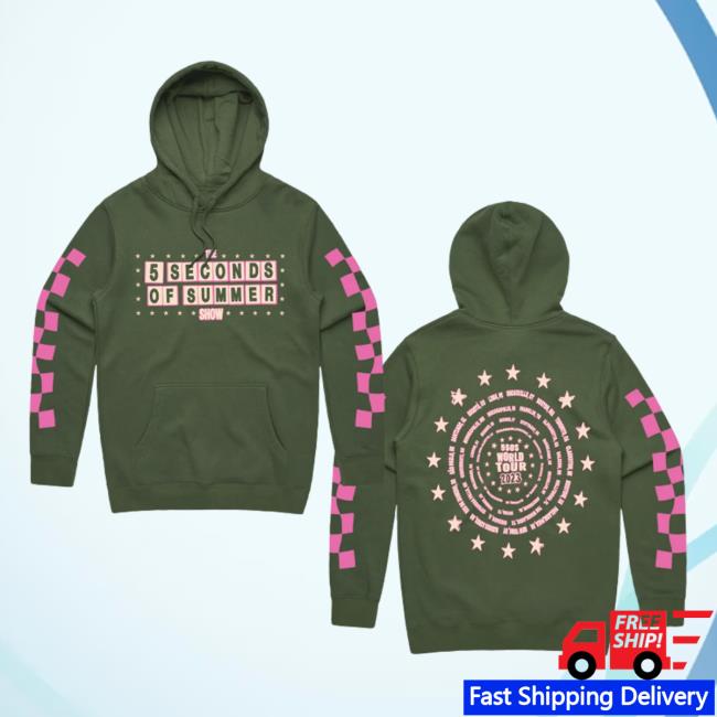 Official 5 Seconds Of Summer Merch 5Sos Army Green Tour Hoodie