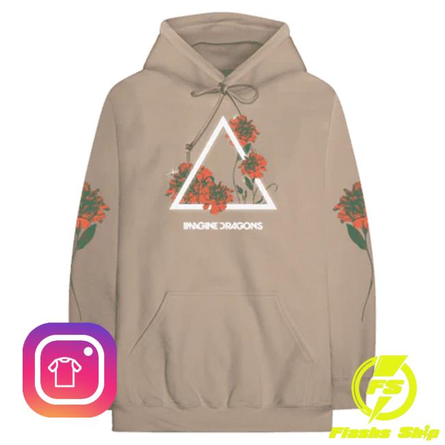 Official Interscope Records Imagine Dragons Merch Store Imagine Dragons Floral Logo Tan Hoodies Imagine Dragons Apparel Clothing Shop