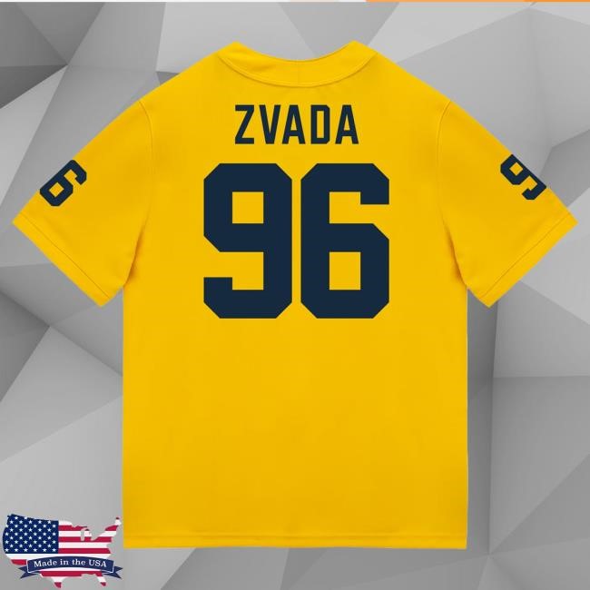 Official The M Den Michigan Wolverines #96 Dominic Zvada Student Athlete Maize Football Jersey Top Shirt