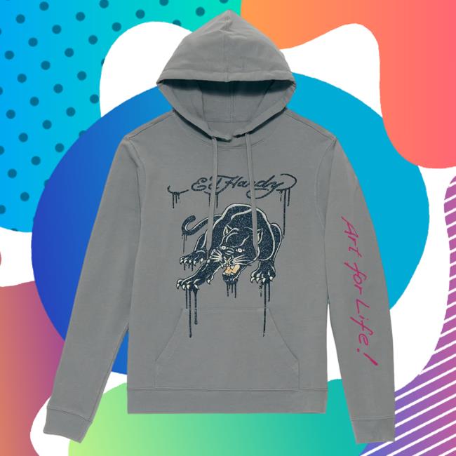 Official Ed Hardy Merch Store Glitter Crouching Panther Crew neck Sweatshirt EdHardy Apparel Clothing Shop