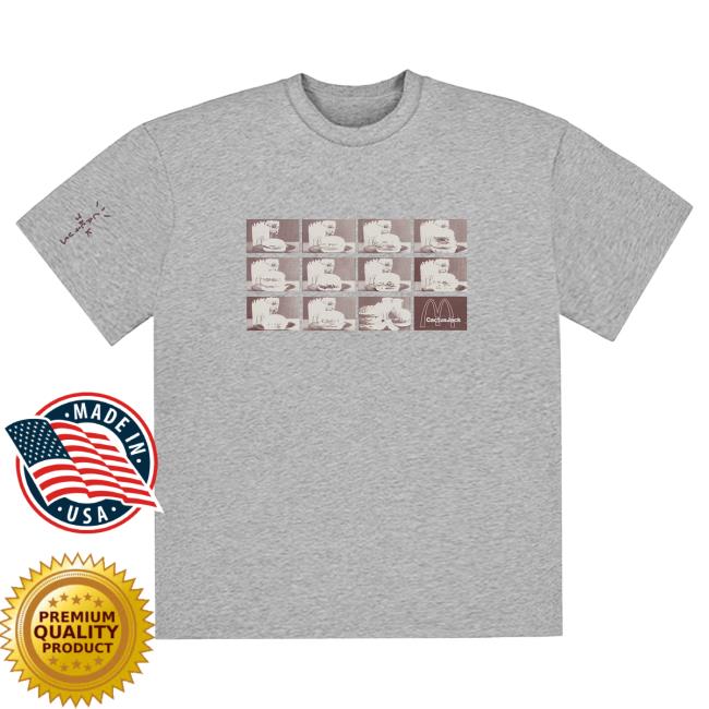 Official Travis Scott Merch Store Travis Scott X Mcdonald's Menu Mono Logo Crewneck Grey TravisScott Shop