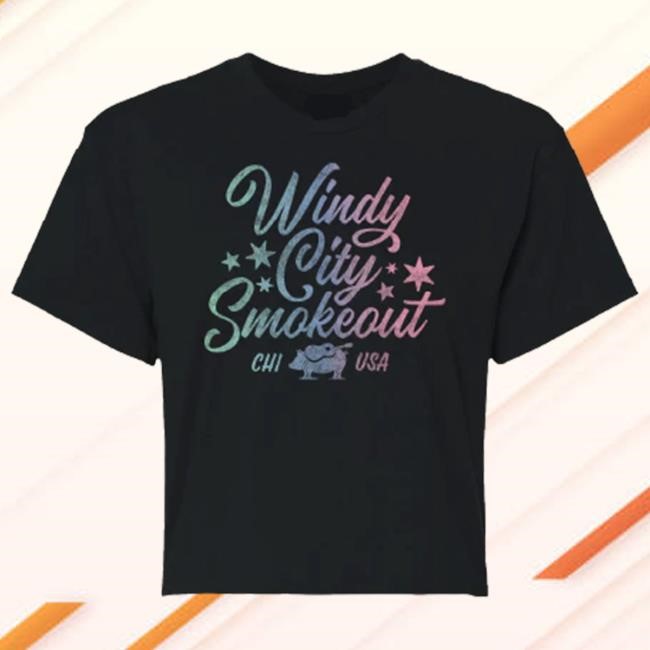 Windy City Smokeout Black Rainbow Crop Tees
