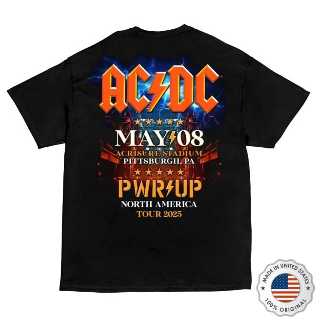 Official AcDc Merch Store Ac/Dc Pittsburgh PWR UP Tour T Shirt
