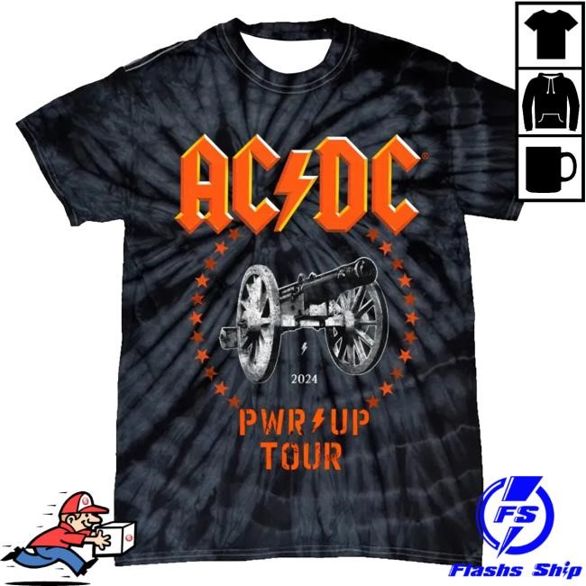 Official Ac Dc Merch Store AC/DC Cannon 2024 Tie Dye Tour Popover Shirt Ac Dc Shop Acdc Clothing