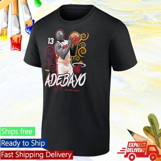NBA Basketball Logo Adebayo Miami Heat Competitor Black Tee