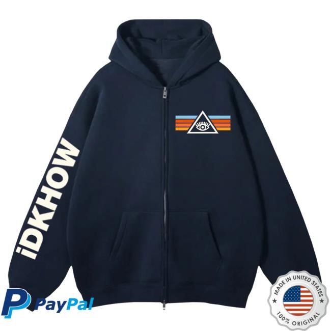 Official I Dont Know How But They Found Me Idkhow Store Idkhow Merch Triangle Eye Stripes Navy Zip Crewneck
