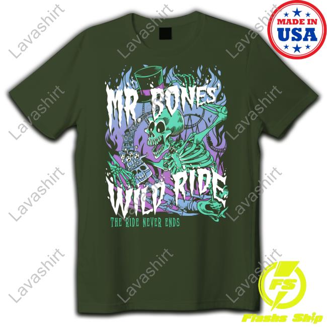 Official Fangamer Merch Rollercoaster Tycoon Mr. Bones' Wild Ride The Ride Never Ends Shirt
