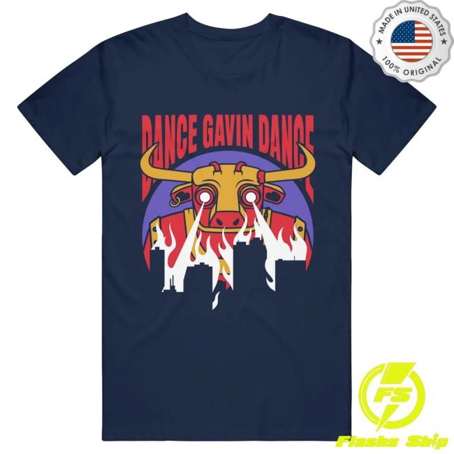Official Dance Gavin Dance Merch Gavinzilla Flames Navy Shirt New DanceGavinDance