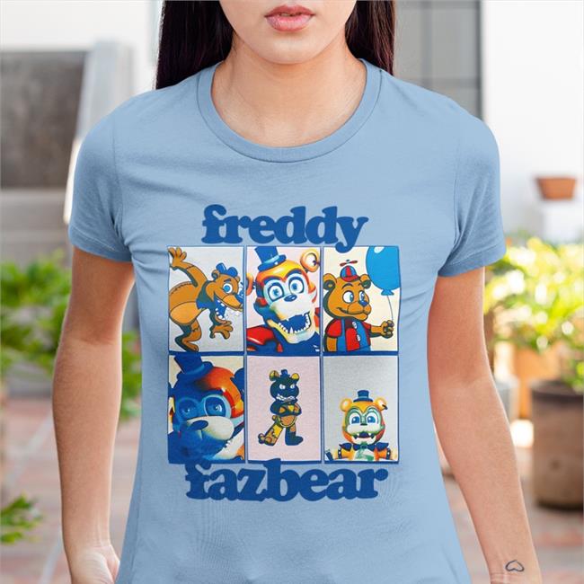 Jonny Blox Five Nights At Freddy's Freddy Fazbear Grid Boyfriend Fit Girls Shirt