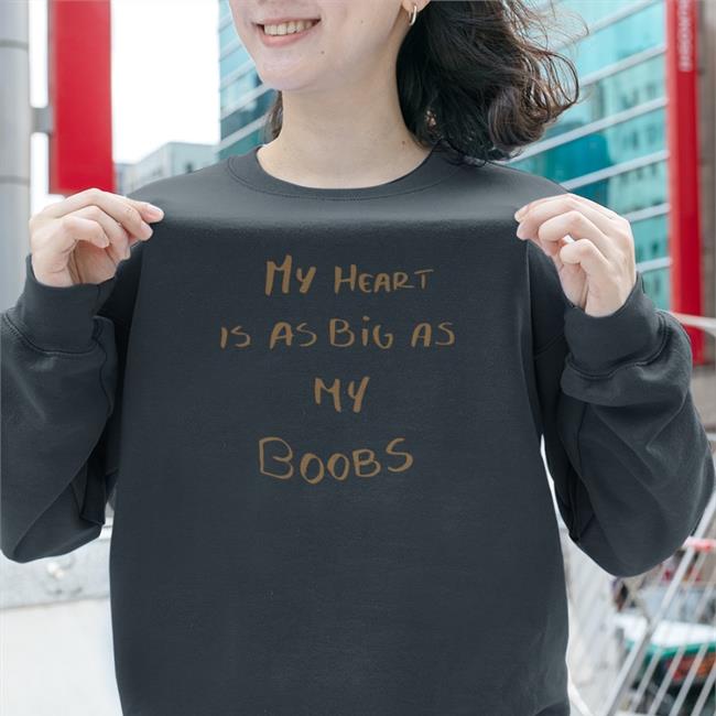 LappanArt My Heart Is As Big As My Boobs Baseball Sleeve Tee