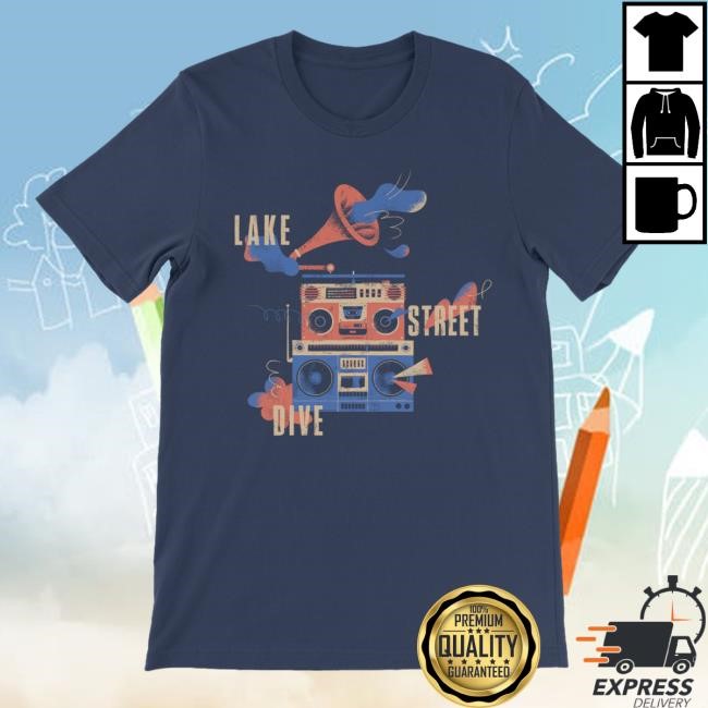 Apparel | Official Lake Street Dive Store Navy Boombox New Shirt Lake Street Dive