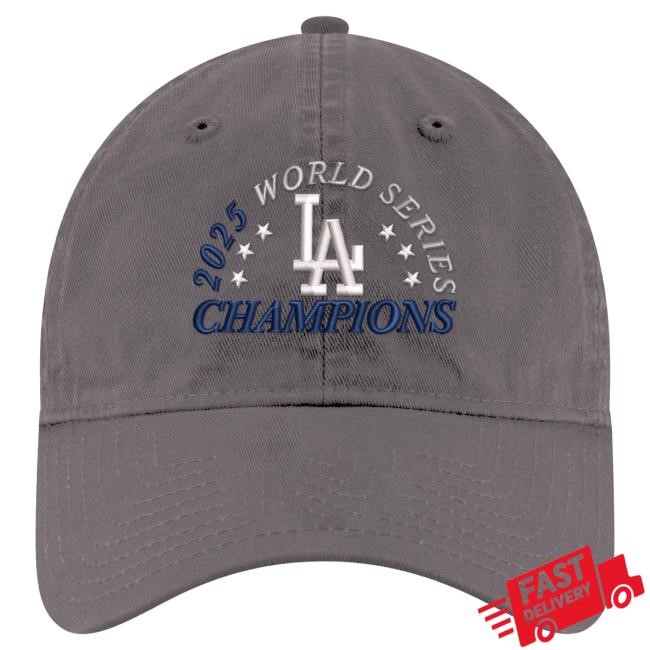 Men's Los Angeles Dodgers New Era Gray 2025 World Series Champions 9TWENTY Adjustable Hat Official MLB Shop