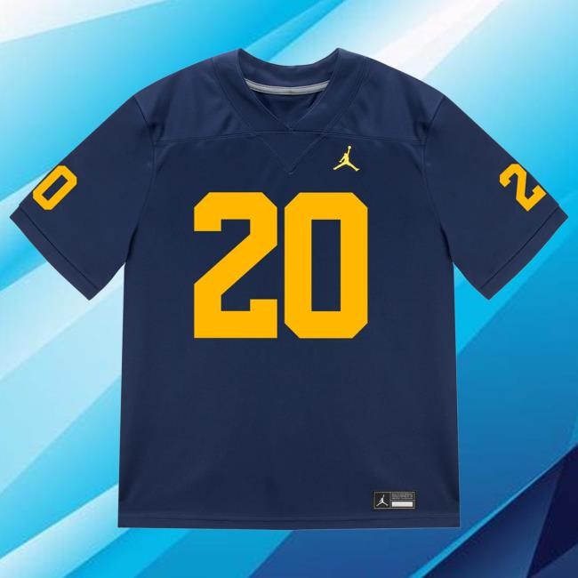 The M Den Michigan Wolverines #20 Jyaire Hill Student Athlete Blue Football Jersey Tees
