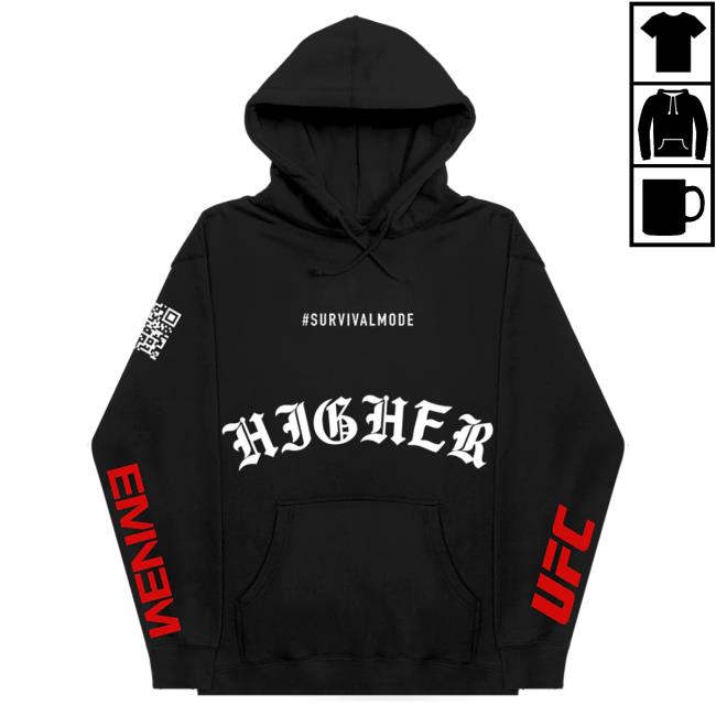 Official Eminem Store Merch Slim Shady Ufc X Eminem Higher Pullover Hoodie (Black) SlimShady Clothing Shop