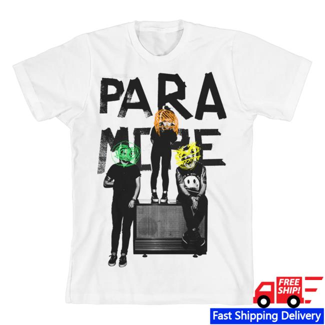 Official Warner Music Merch Store Paramore Speaker Sit Hot Shirt (White) Warner Music Apparel Clothing Shop WarnerMusic