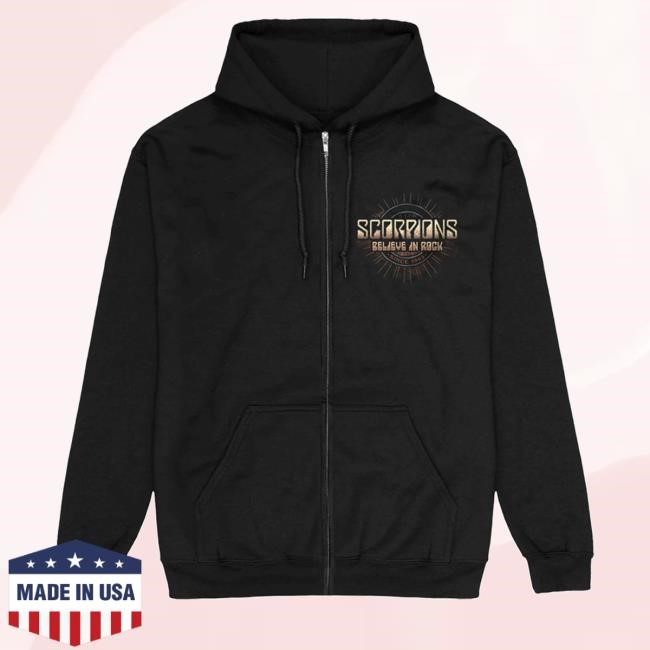 Scorpions Official Merch Store Believe In Rock Zip Pullover Hoodie Scorpions Clothing Shop Scorpions Apparel