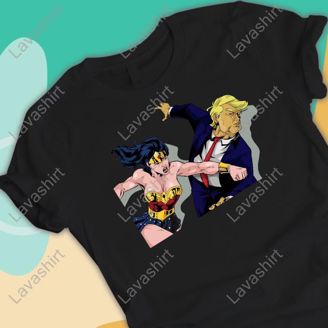 Wonder Woman Punching Donald Trump Shirt Black