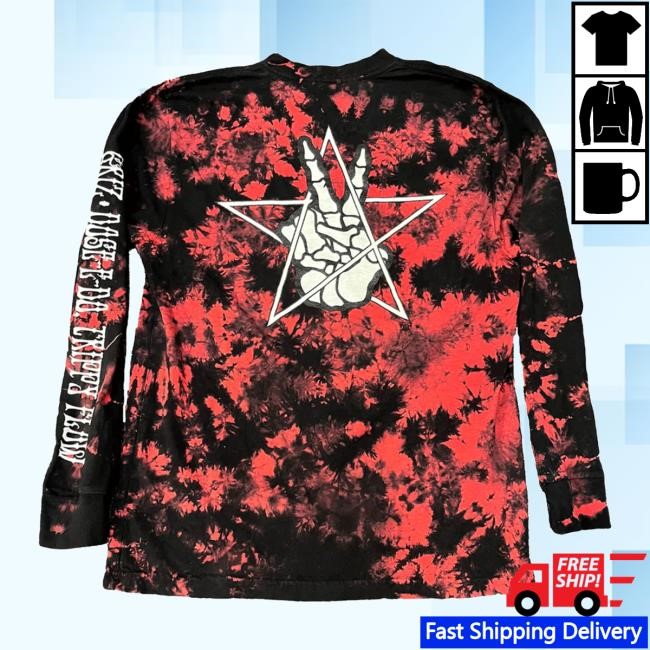 GRiZ Official Merch Store Dose E Do. Glow Print Women's Long Sleeve Tee In Blood Red Dye GRiZ Clothing Shop Apparel GRiZ Merchandise