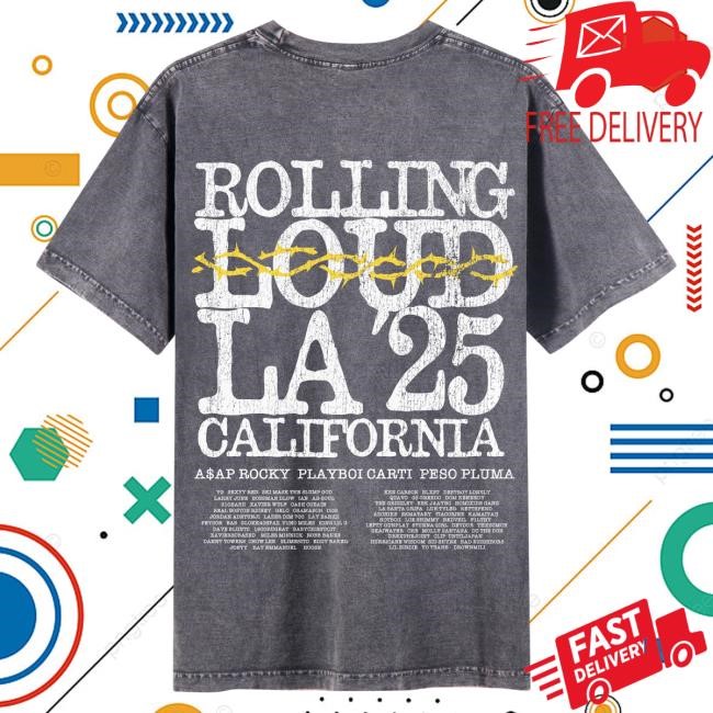 Rolling Loud RL LA 25 Photo Vintage Black Lineup Shirt Official Rolling Loud Merch Store