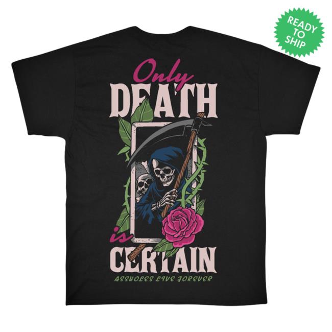 Official Linda Finegold Merch Store Only Death Is Certain Long Sleeve Shirt New Black Lindafinegold Shop