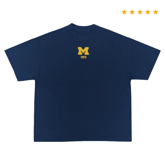 Official Sana Detroit Clothing Store Shop Michiigan Embroidered Core Top Shirt - Navy SanaDetroit