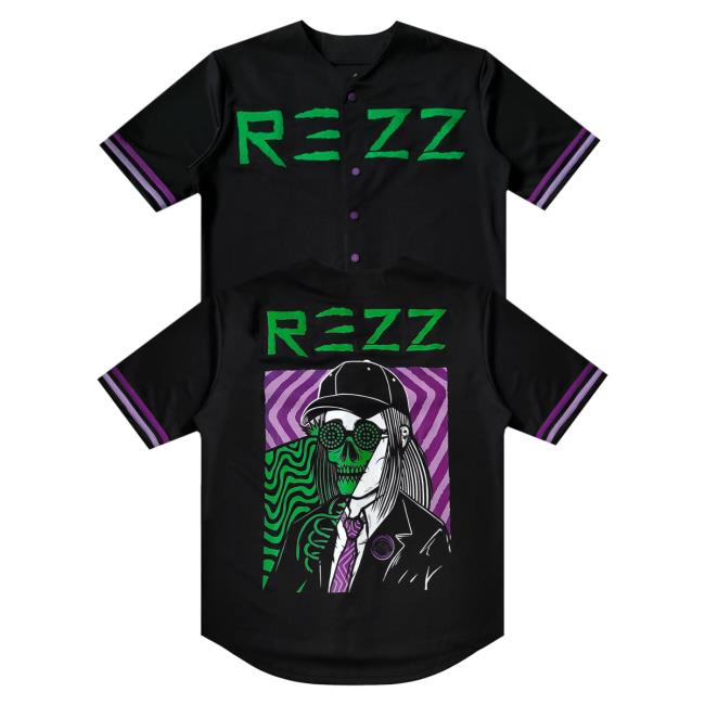 Official Rezz Merch Store Shop Rezz - Death Stare - Baseball Jersey - Purple / Green T-Shirts